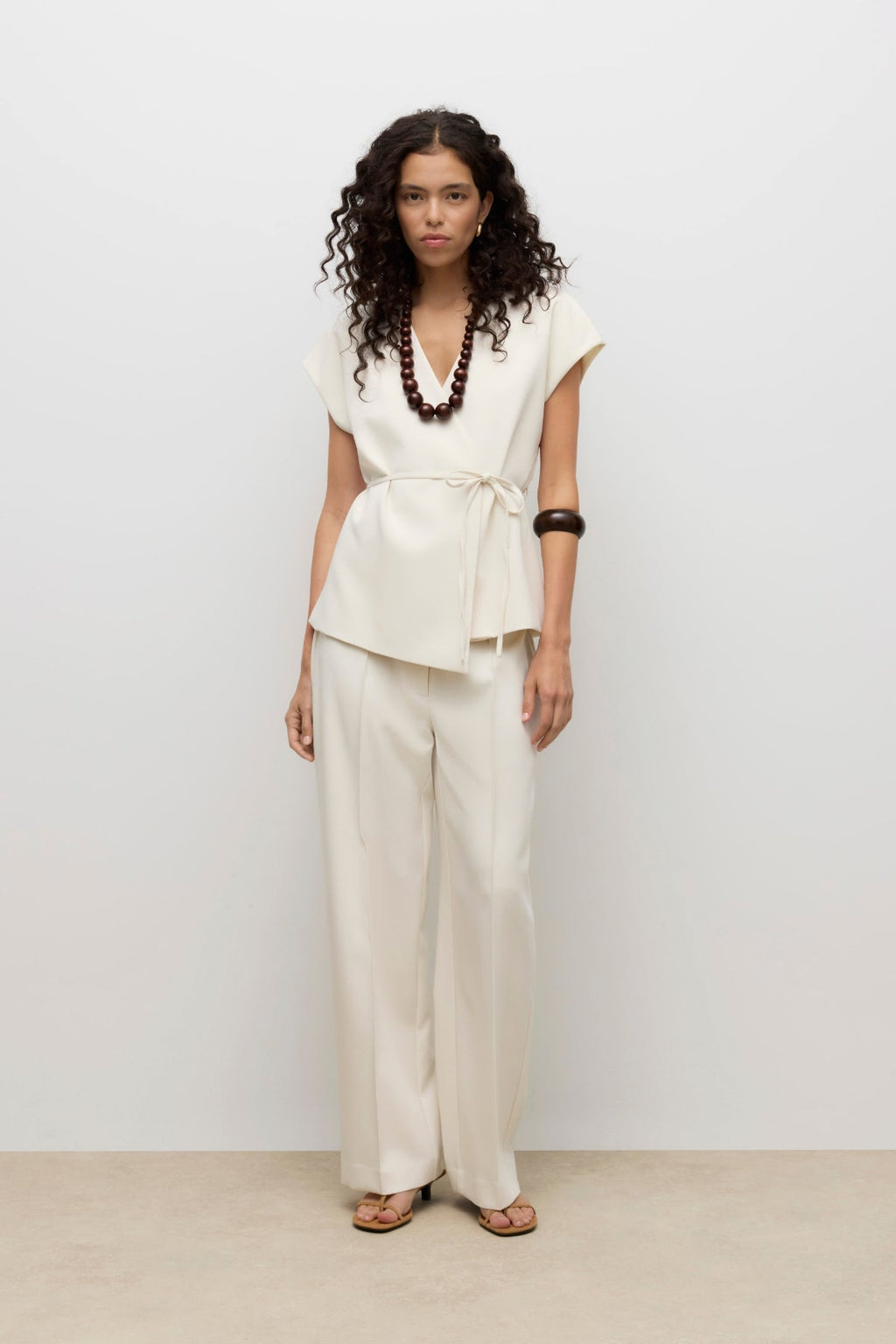 Vannah V-Neck Midi Väst - Birch