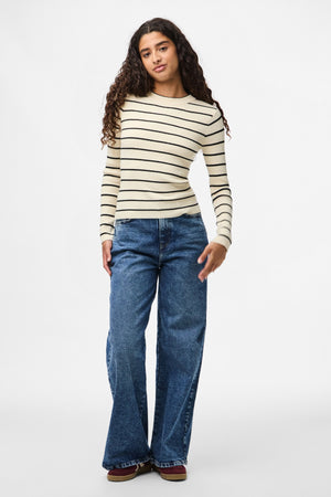 Mira New O-Neck Knit - Björk/Svart