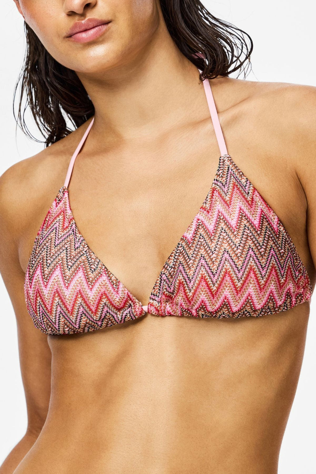 Ada Bikini Knitted Triangle Top - Rose Shadow - Jacquardmönster