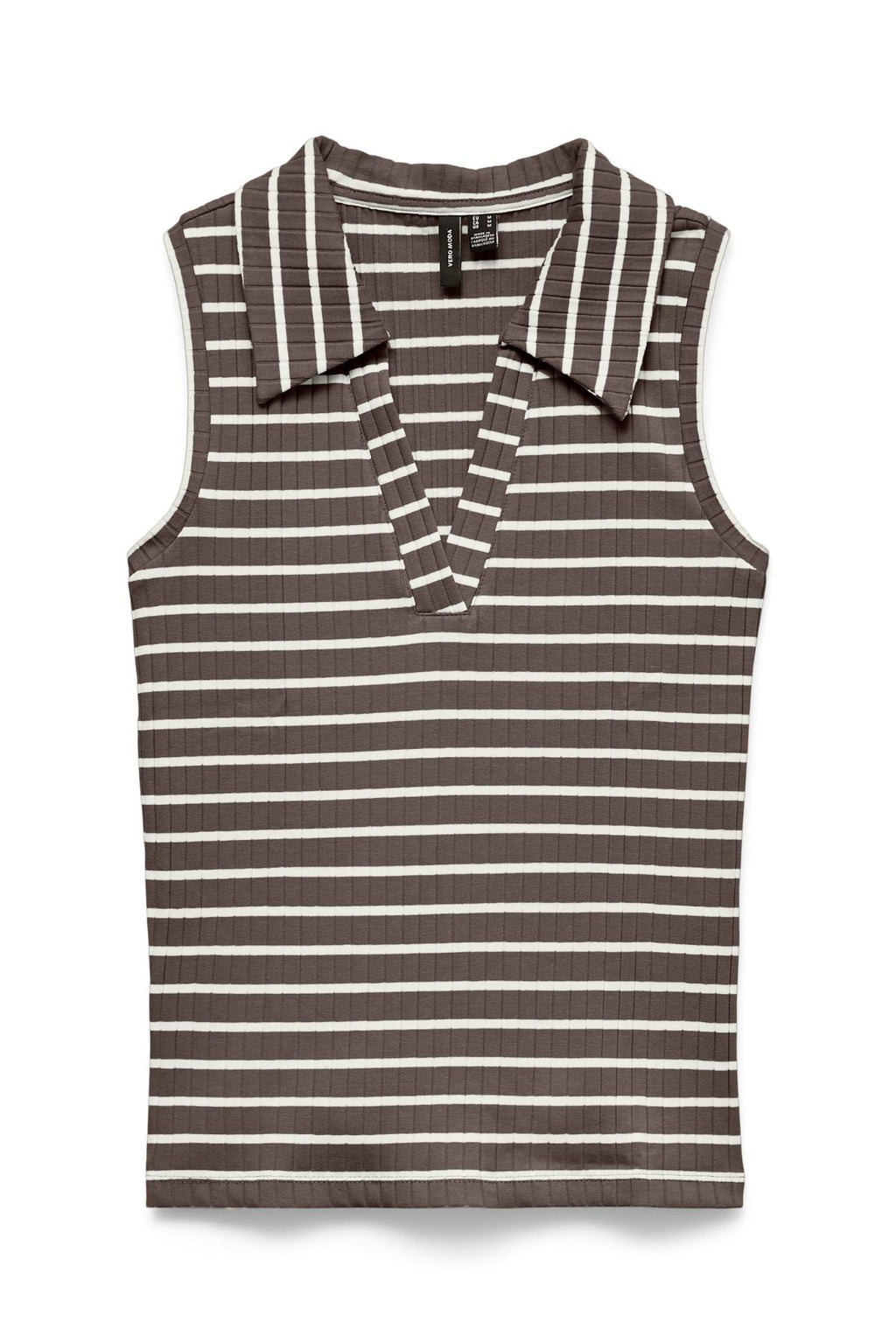 Sea Collar Topp - Chocolate Martini Stripes / Snow White