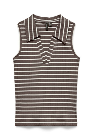 Sea Collar Topp - Chocolate Martini Stripes / Snow White