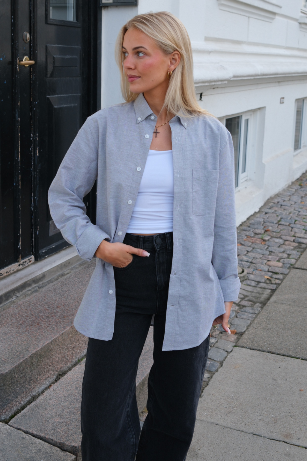 Boyfriend Oxfordskjorta - Grå