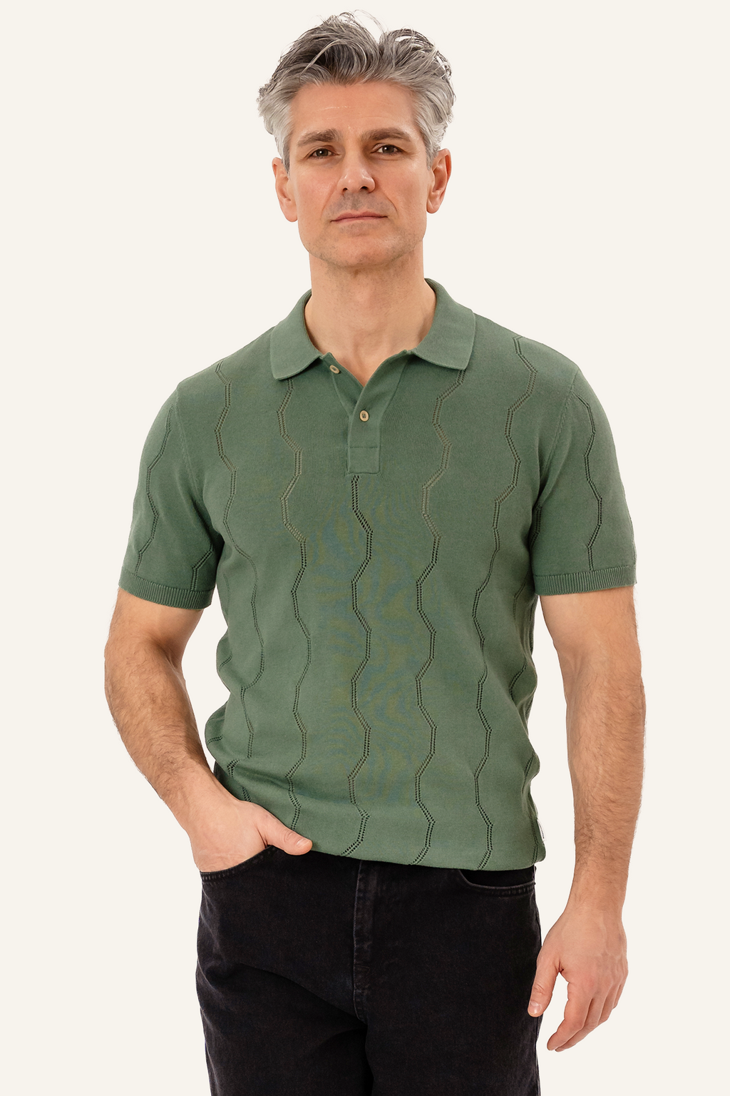 Duran Stickad Polo - Grön
