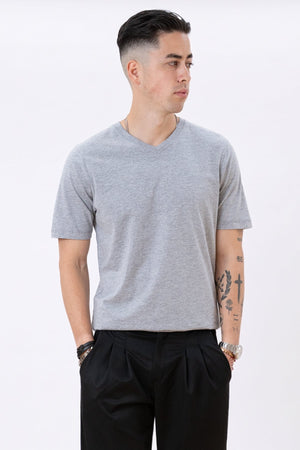 Basic V-neck Tee - Oxford Grå