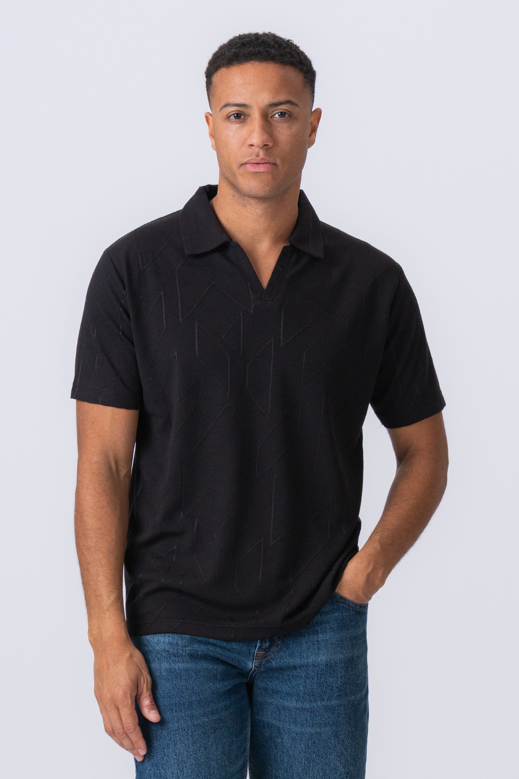 Atlas Textured Polo - Black