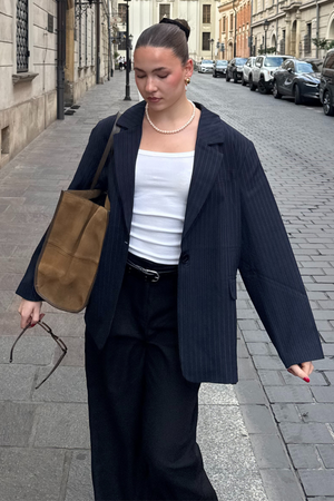 Oversized Kavaj - Navy Pinstripe