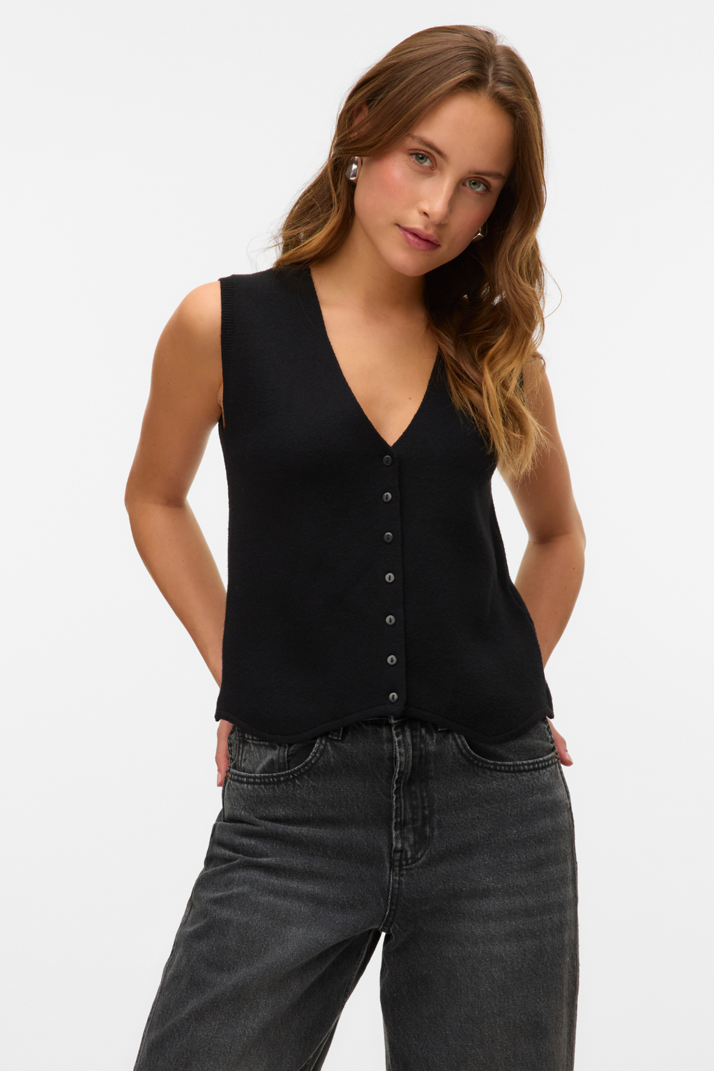 Gold V-Neck Väst - Svart