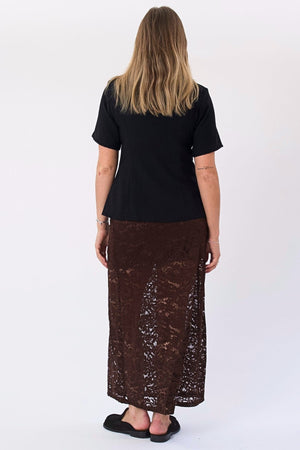 Amara Lace Maxikjol - Coffee
