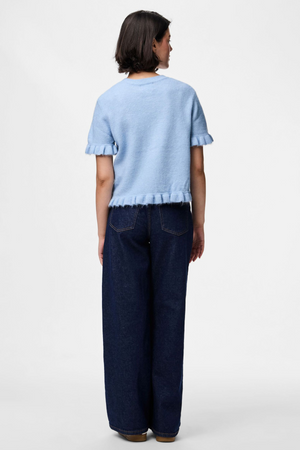 Lydia Volangstickad Kofta - Cashmere Blue