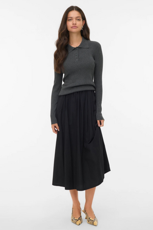 Silje Poloneck Pullover - Mörkgrå Melange