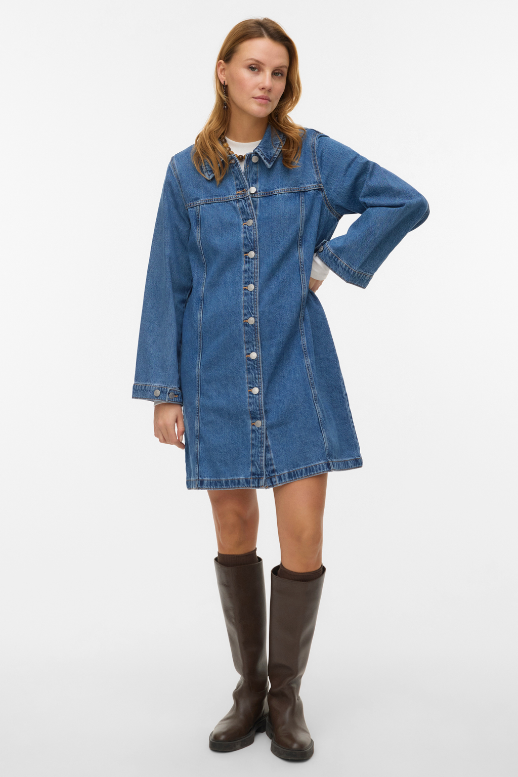 Findo Kort Jeansklänning - Medium Blue Denim