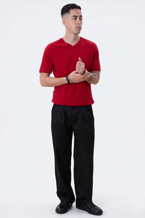 Basic V-neck Tee - Röd