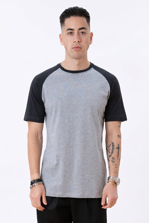 Basic Raglan Tee - Svart-Ljusgrå