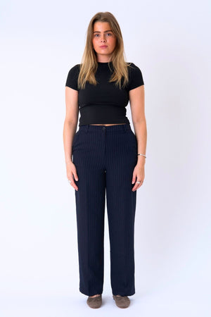 Klassiska Kostymbyxor - Navy Pinstripe