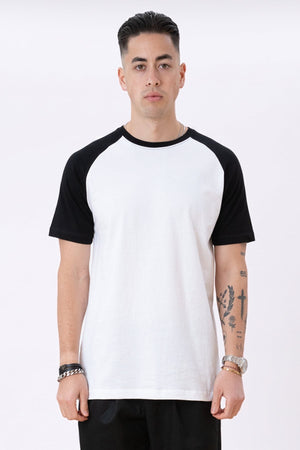 Basic Raglan Tee - Svart-Vit