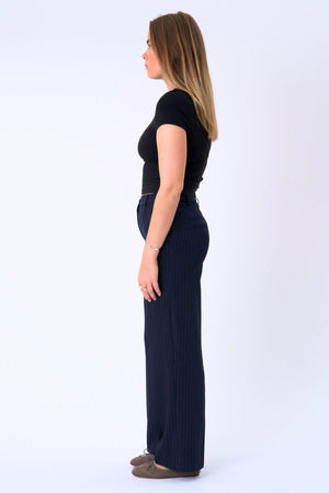 Klassiska Kostymbyxor - Navy Pinstripe