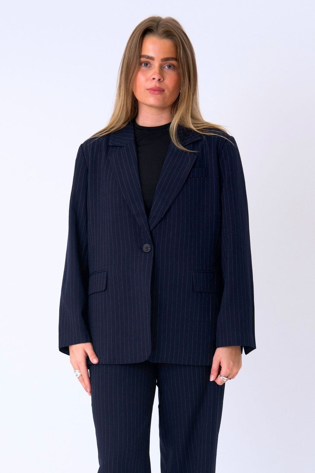 Oversized Kavaj - Navy Pinstripe