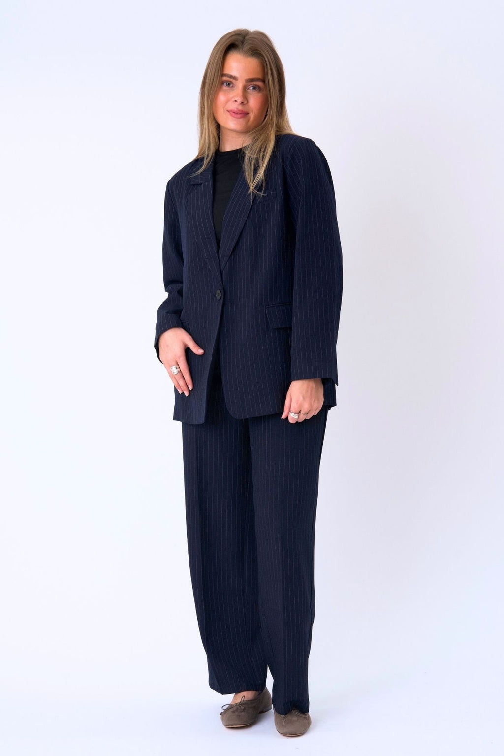 Oversized Kavaj - Navy Pinstripe