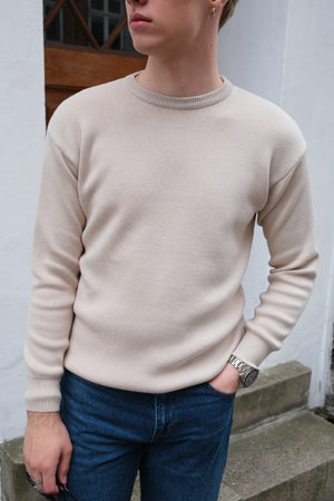 Crewneck Knit Sweater - Ljusbeige