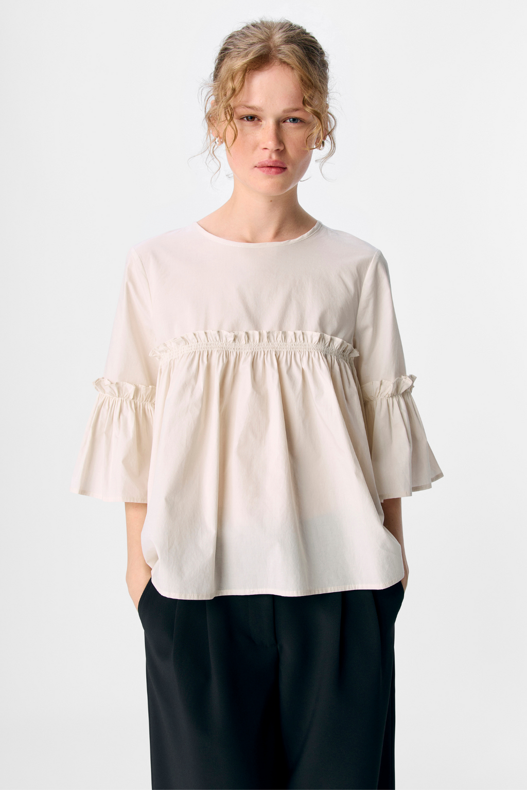 Hope Neck Top - Vit Sand