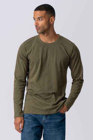 Basic Långärmad  Tee - Armygrön