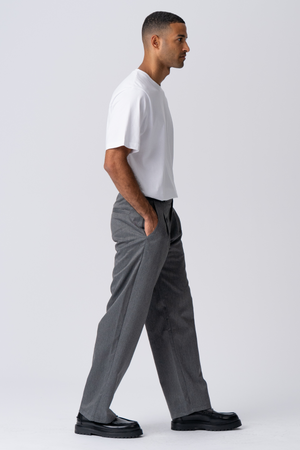 Pleated Wide Suit Pants - Ljusgrå