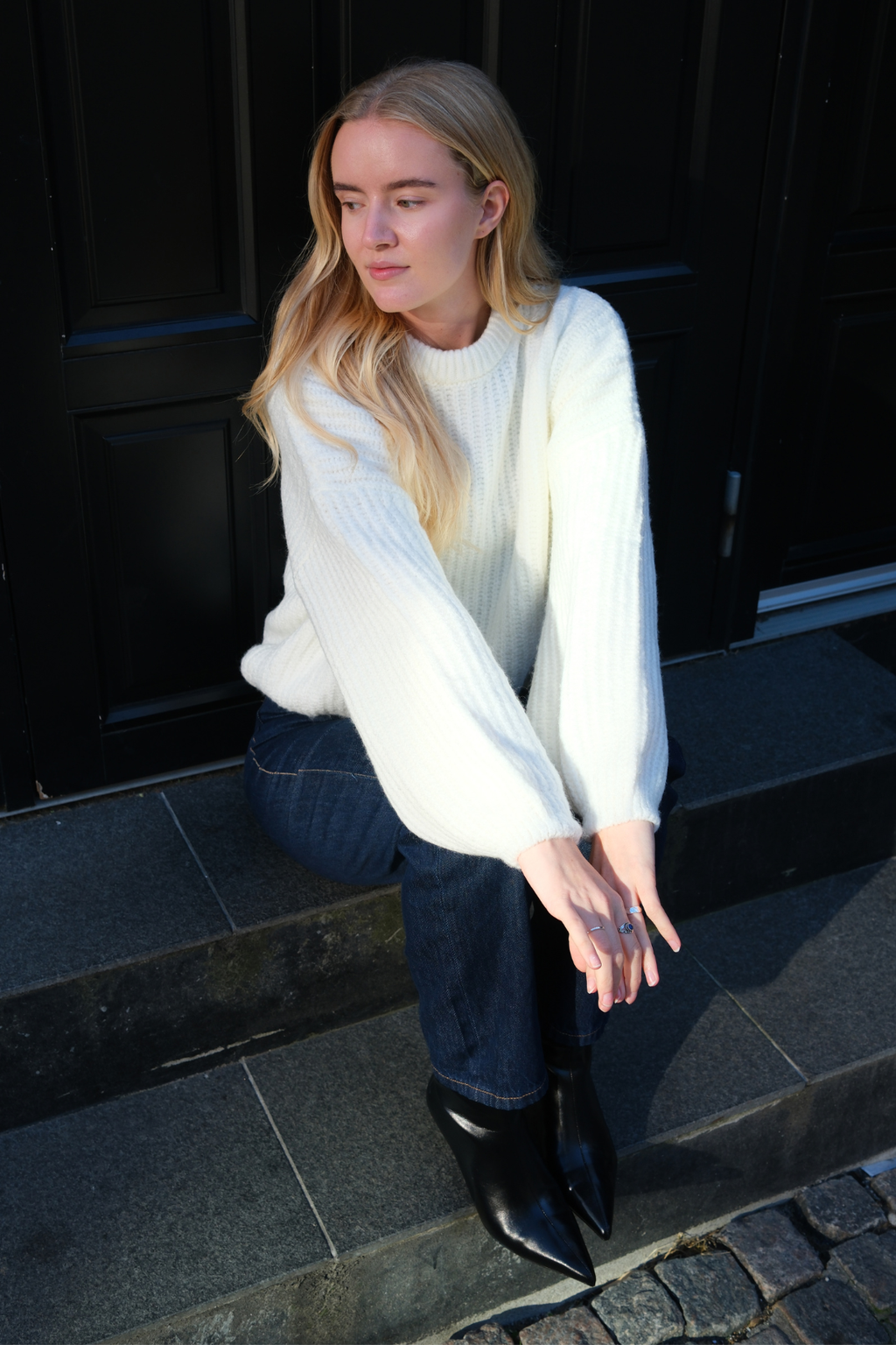 Gabriela Stickad Tröja - Vit