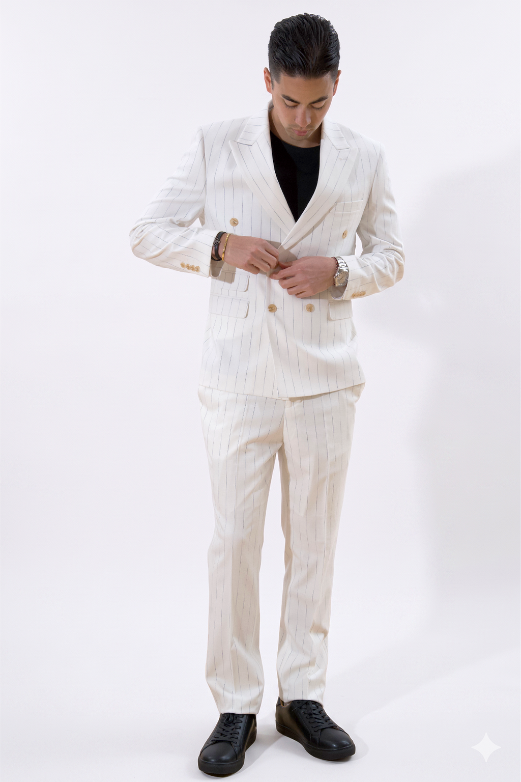 Classic Pants - Vit Pinstripe
