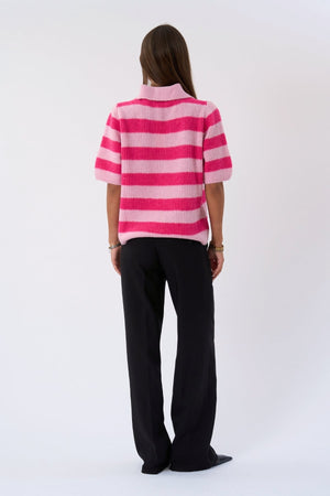 Alba Polo Stickad Tröja - Rosa/Fuxia
