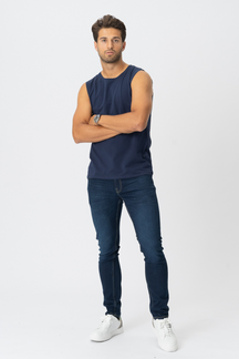 Sleeveless Tee - Marinblå