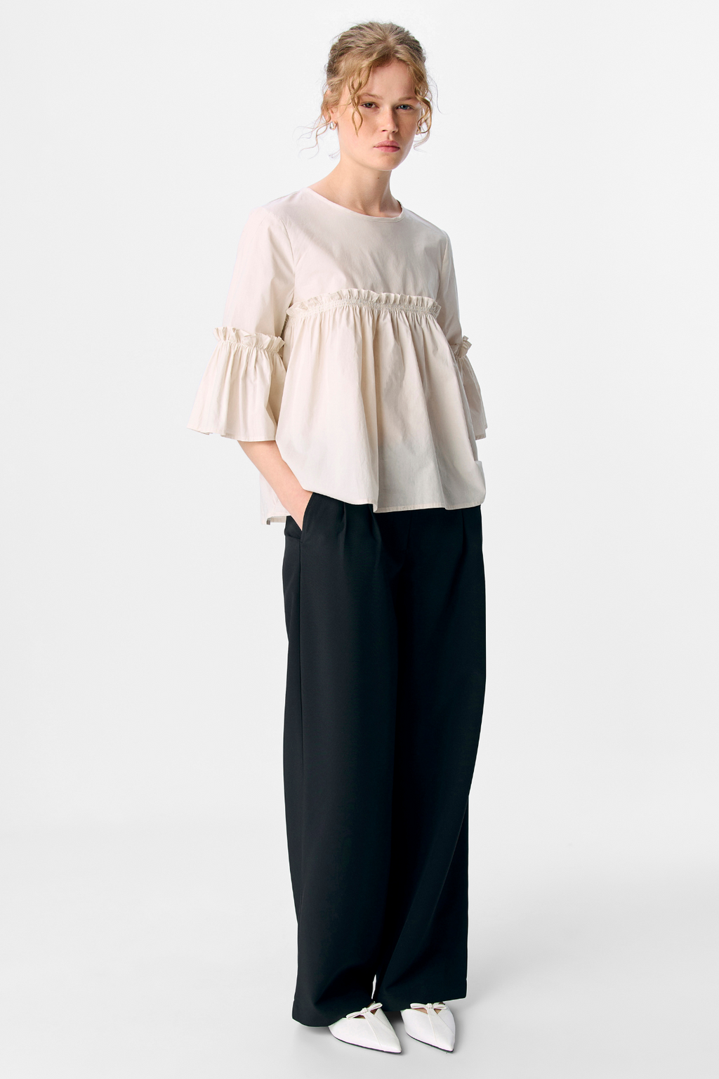 Hope Neck Top - Vit Sand