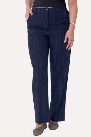Klassiska Kostymbyxor - Navy Pinstripe