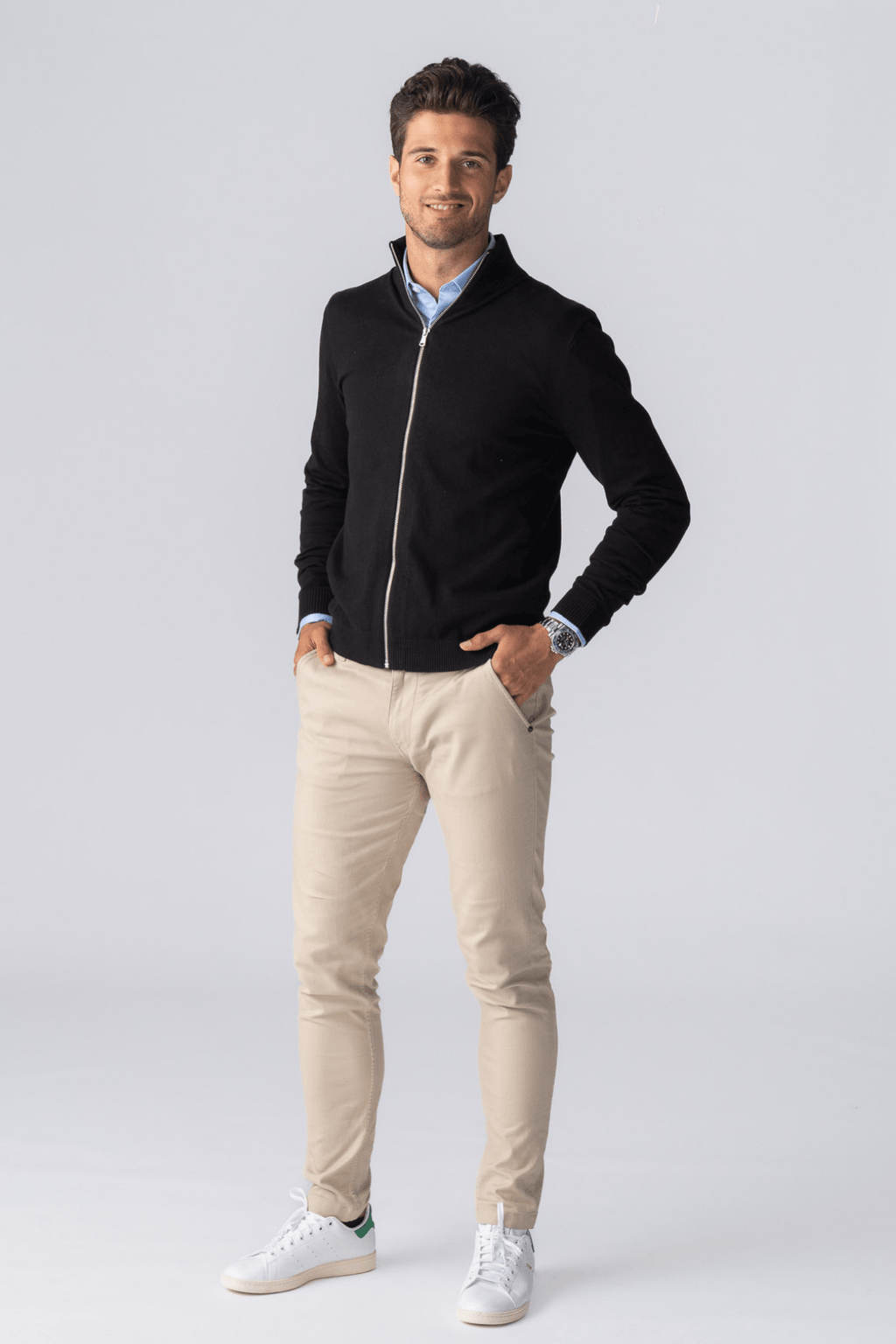 Pullover Zip Cardigan - Svart