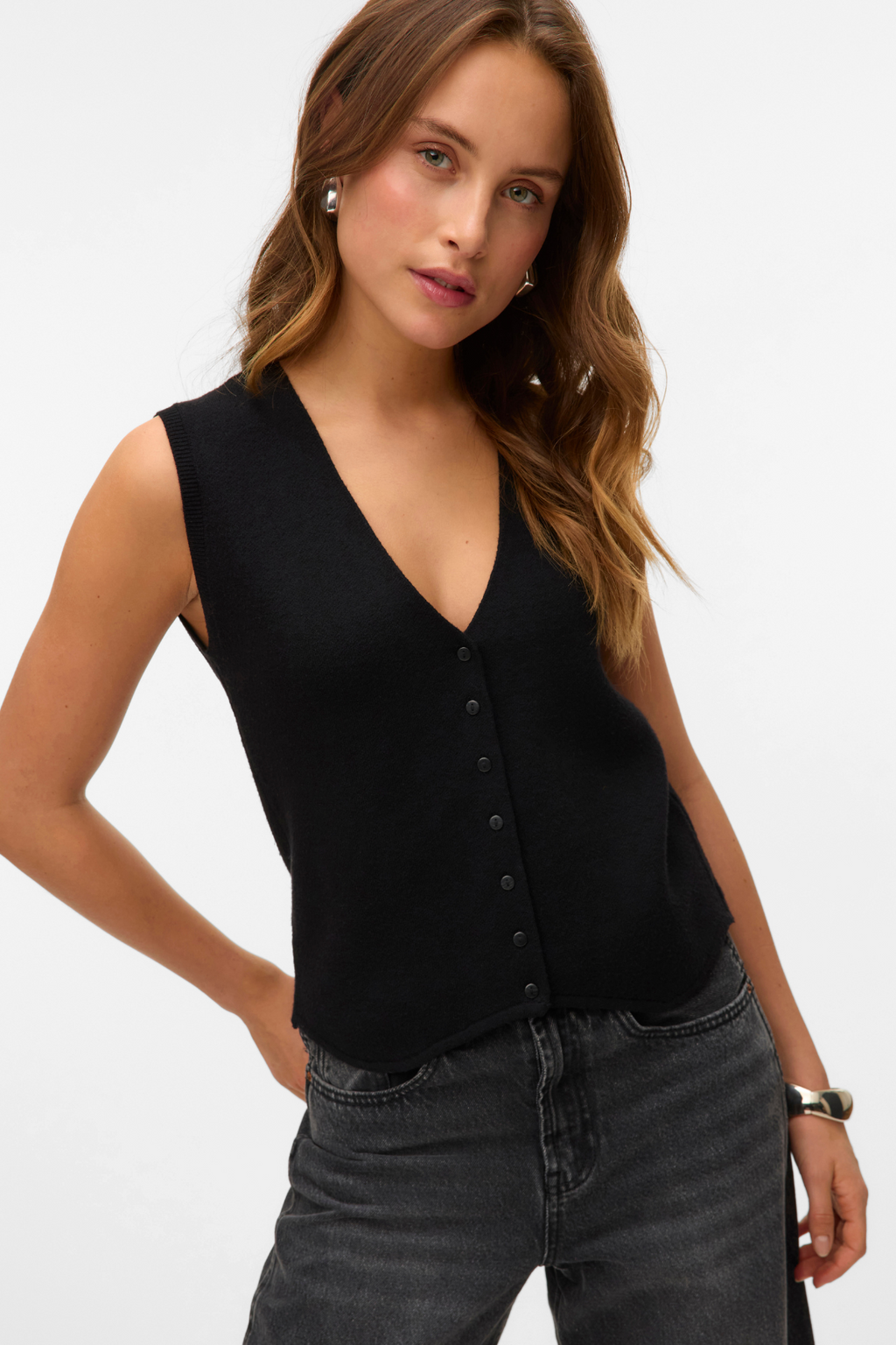 Gold V-Neck Väst - Svart