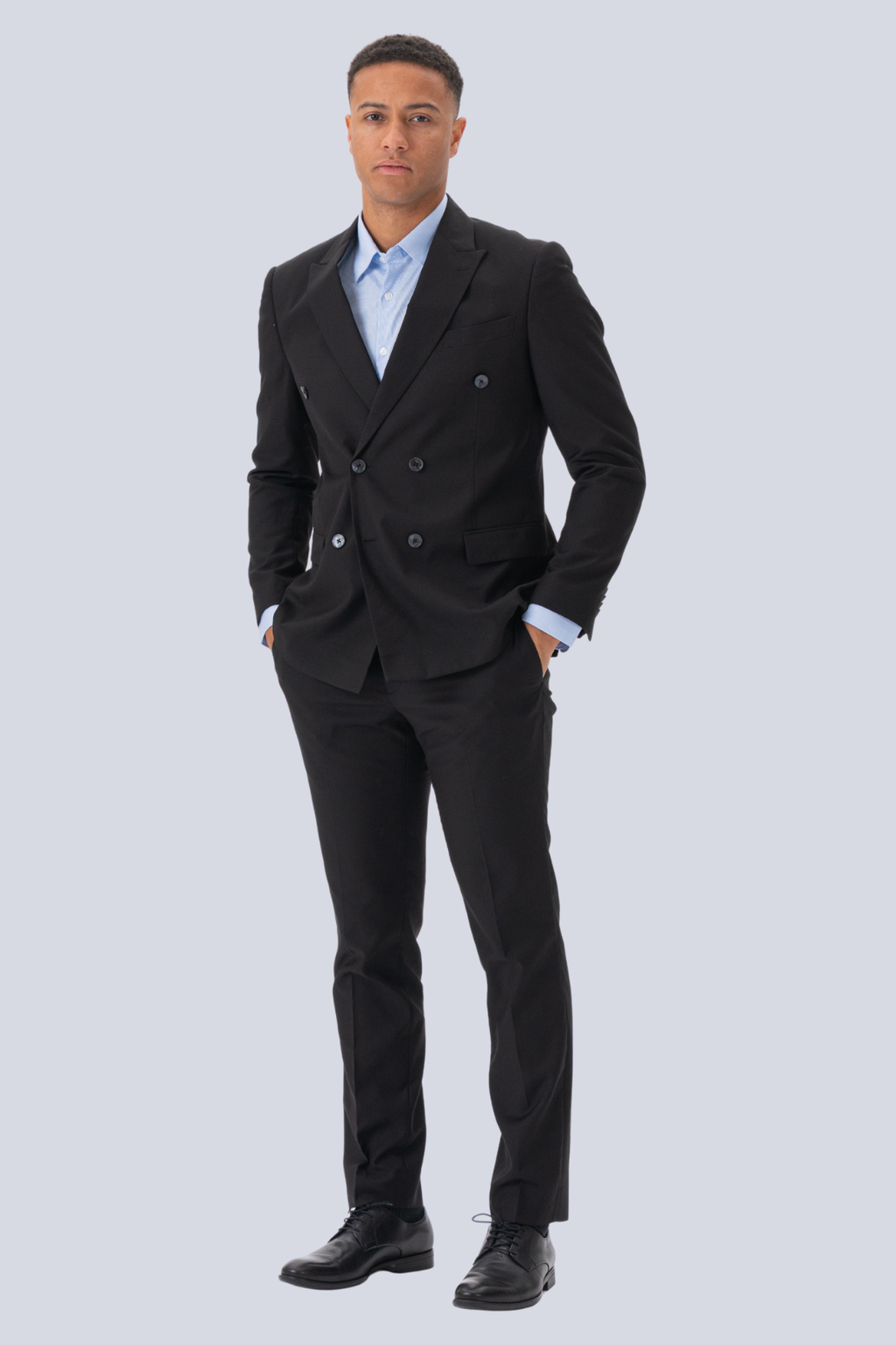 Premium Dubbelknäppt Kavaj - Svart