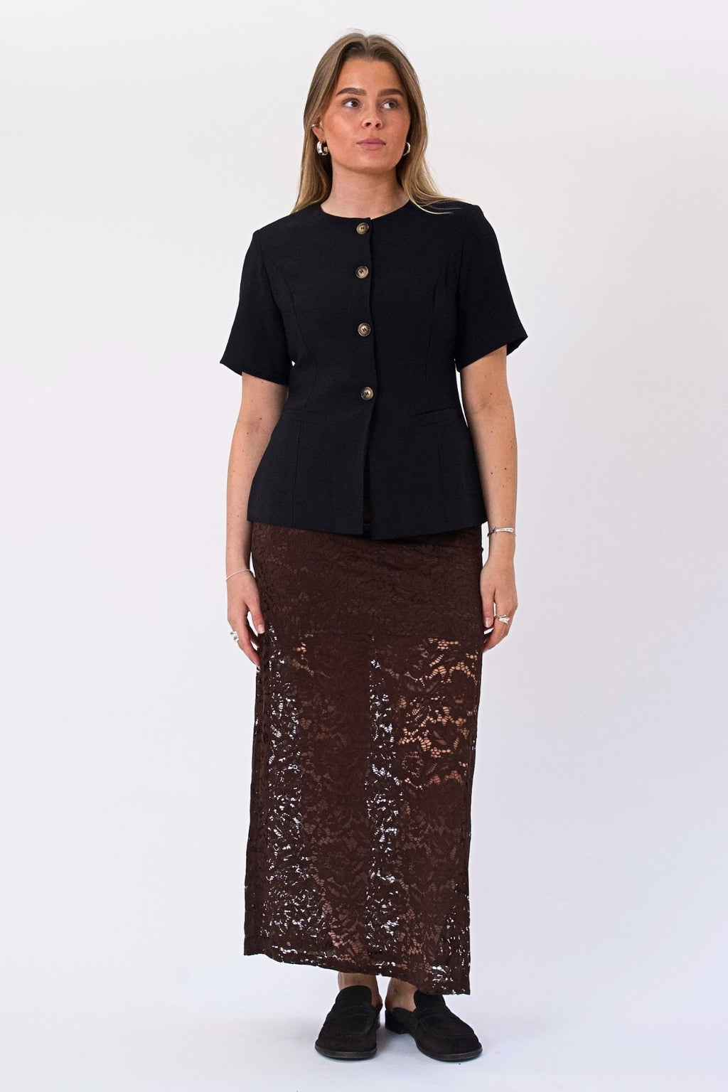 Amara Lace Maxikjol - Coffee