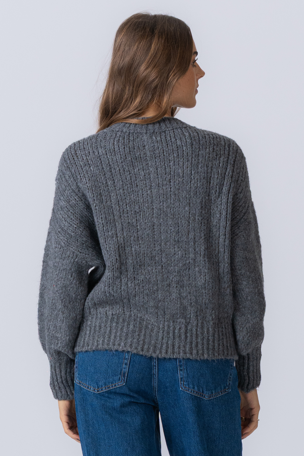 Botton Knit - Mellangrå