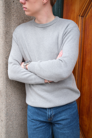 Crewneck Knit Sweater - Ljusgrå