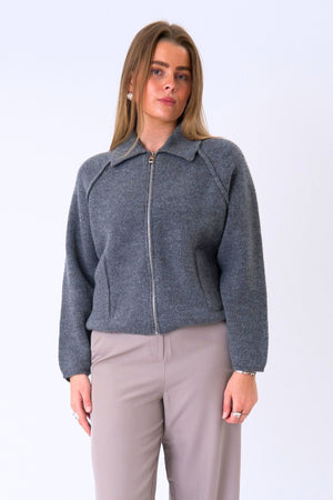 Selma Knit Zipper - Grå