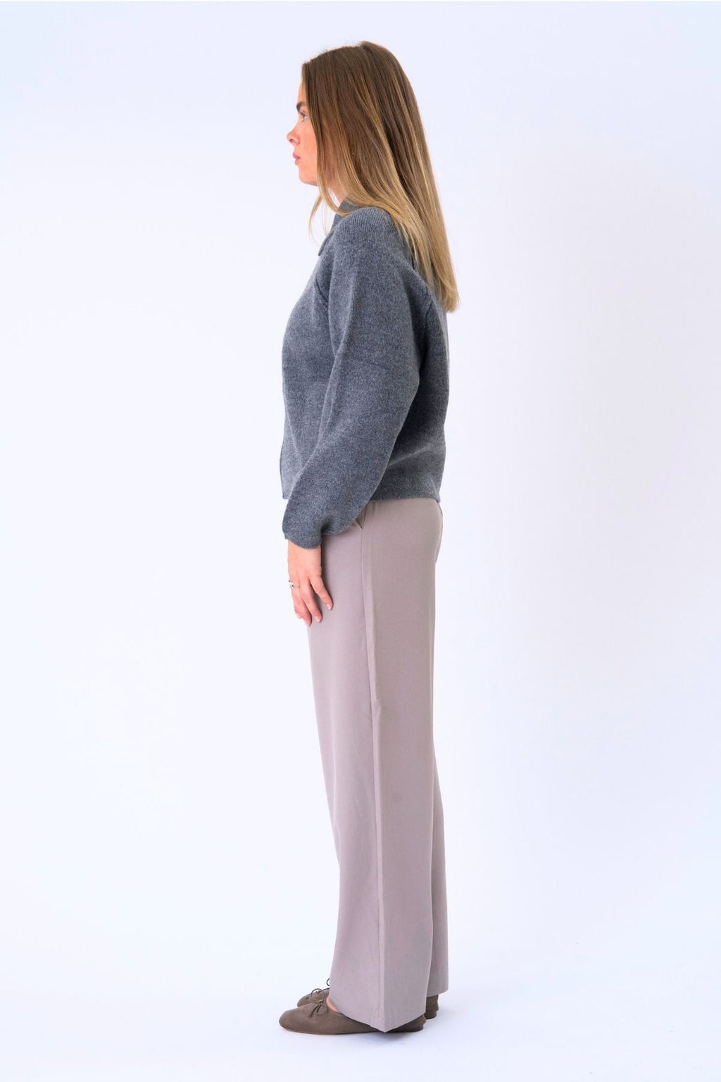 Selma Knit Zipper - Grå