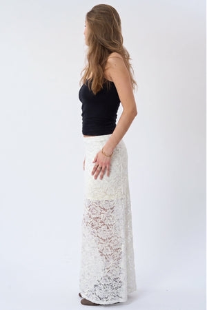 Amara Lace Maxi Skirt - Vit