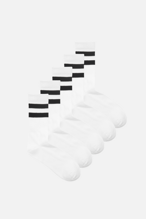 Heritage Tennis Socks 5-Pack - Vit/Svart