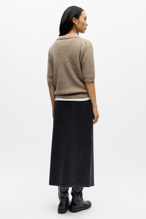 Anine Stickad Polo - Morel Melange