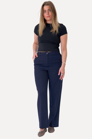 Klassiska Kostymbyxor - Navy Pinstripe