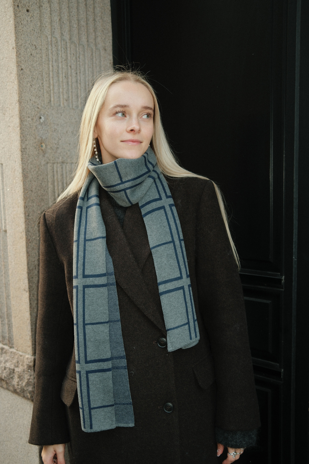 Scarf - Marin lång rutigt
