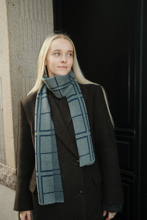 Scarf - Marin lång rutigt