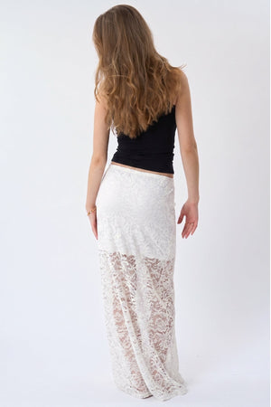 Amara Lace Maxi Skirt - Vit