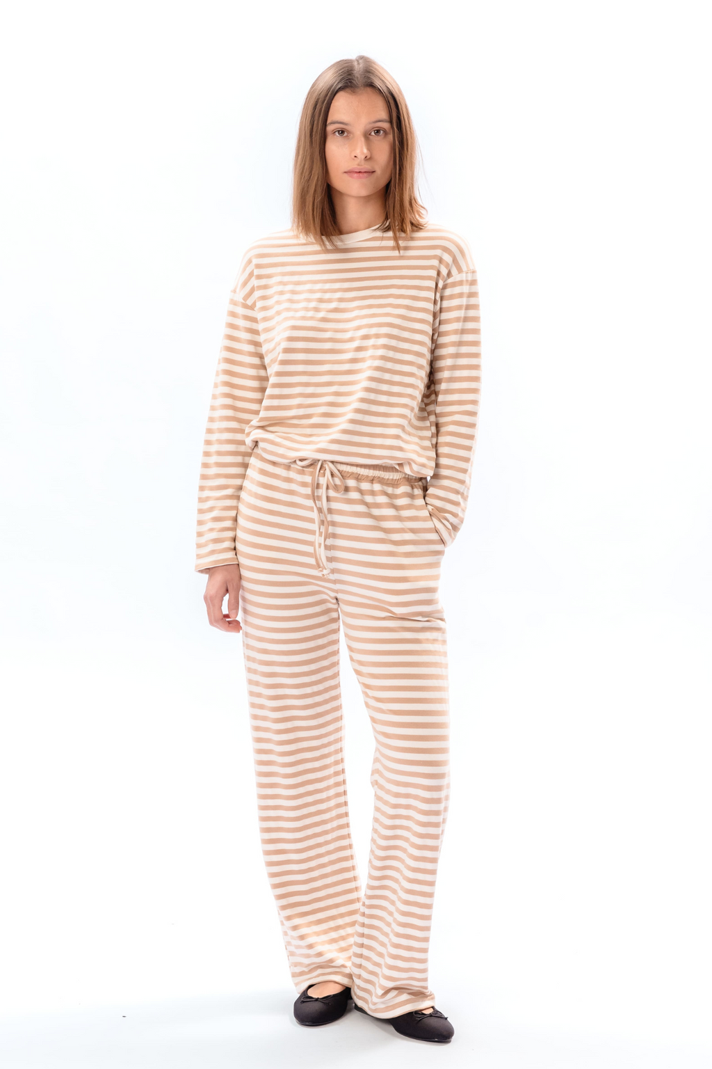 Randiga Byxor - Beige
