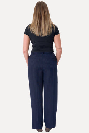 Klassiska Kostymbyxor - Navy Pinstripe