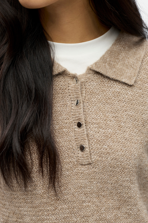 Anine Stickad Polo - Morel Melange